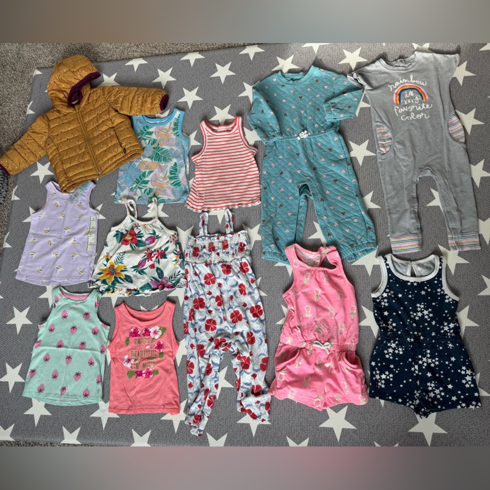 Set of 12 - rompers, tanks & a winter coat